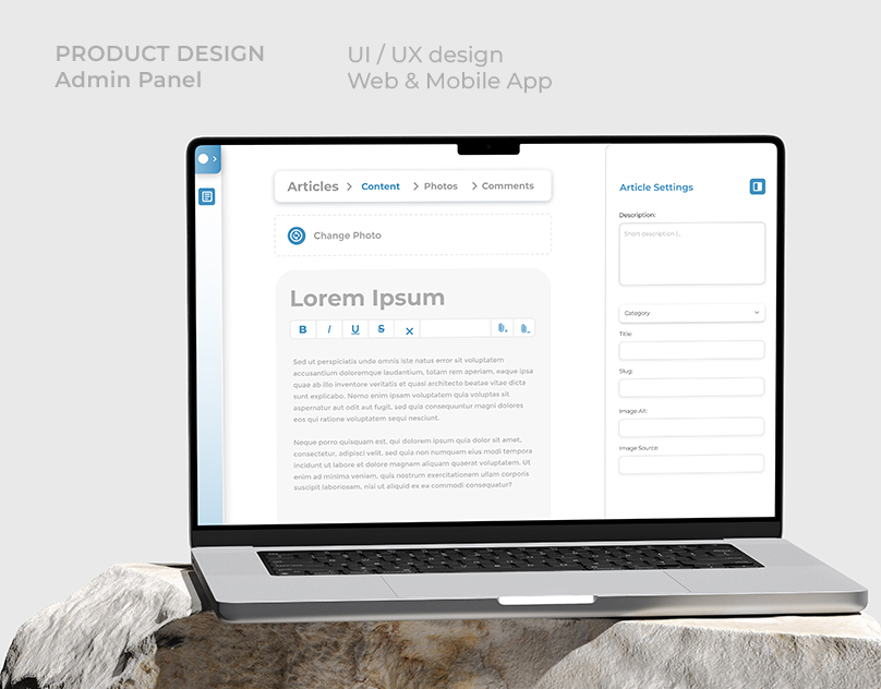 Product Design Admin Panel